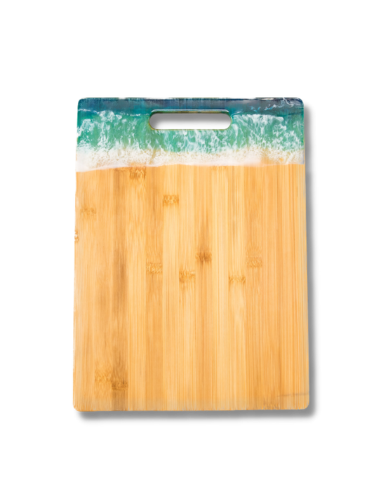 OCEAN INSPIRED BAMBOO CHARCUTERIE BOARD with Resin Finish and Handle