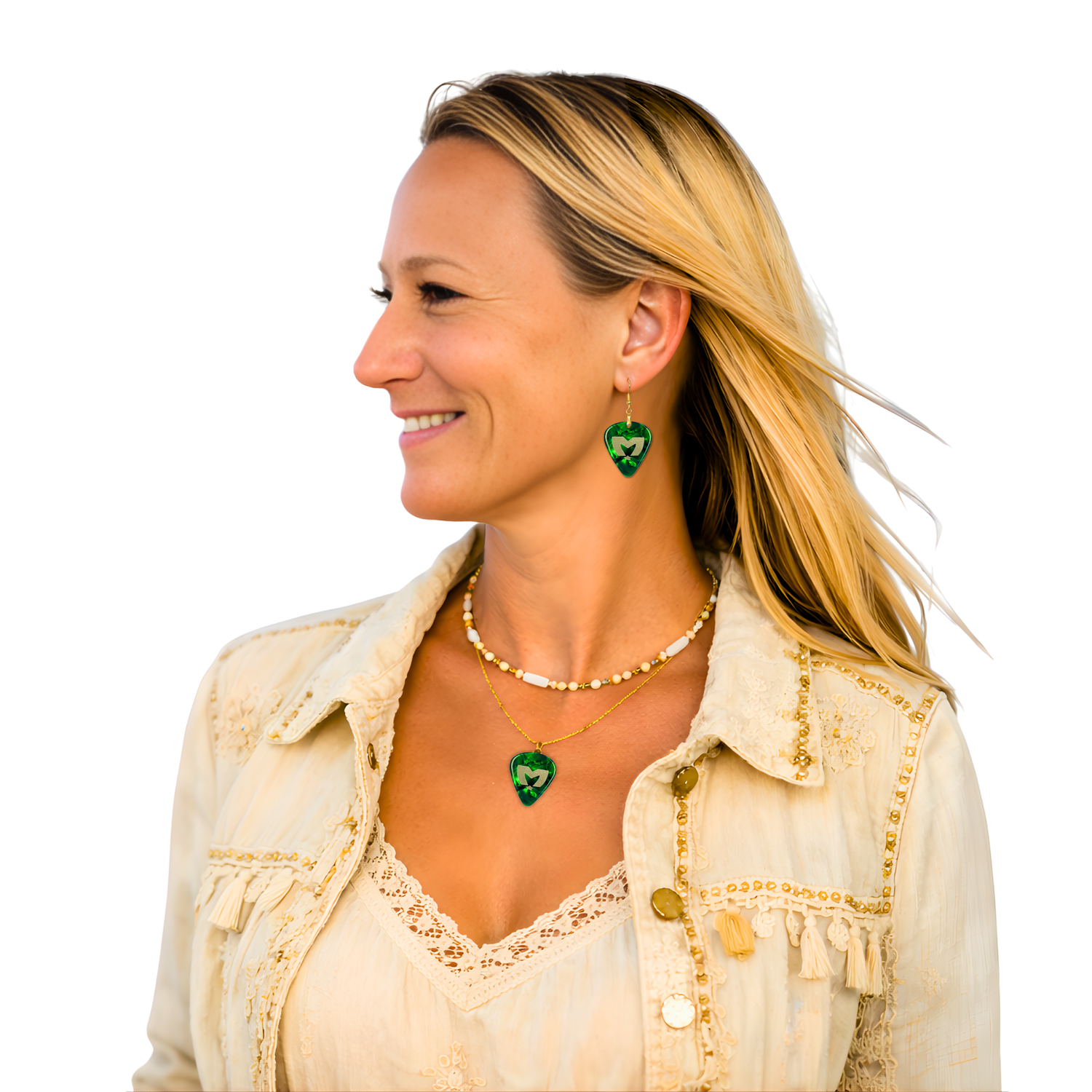 Enchanted Emerald: The Movement Guitar Pick Earrings