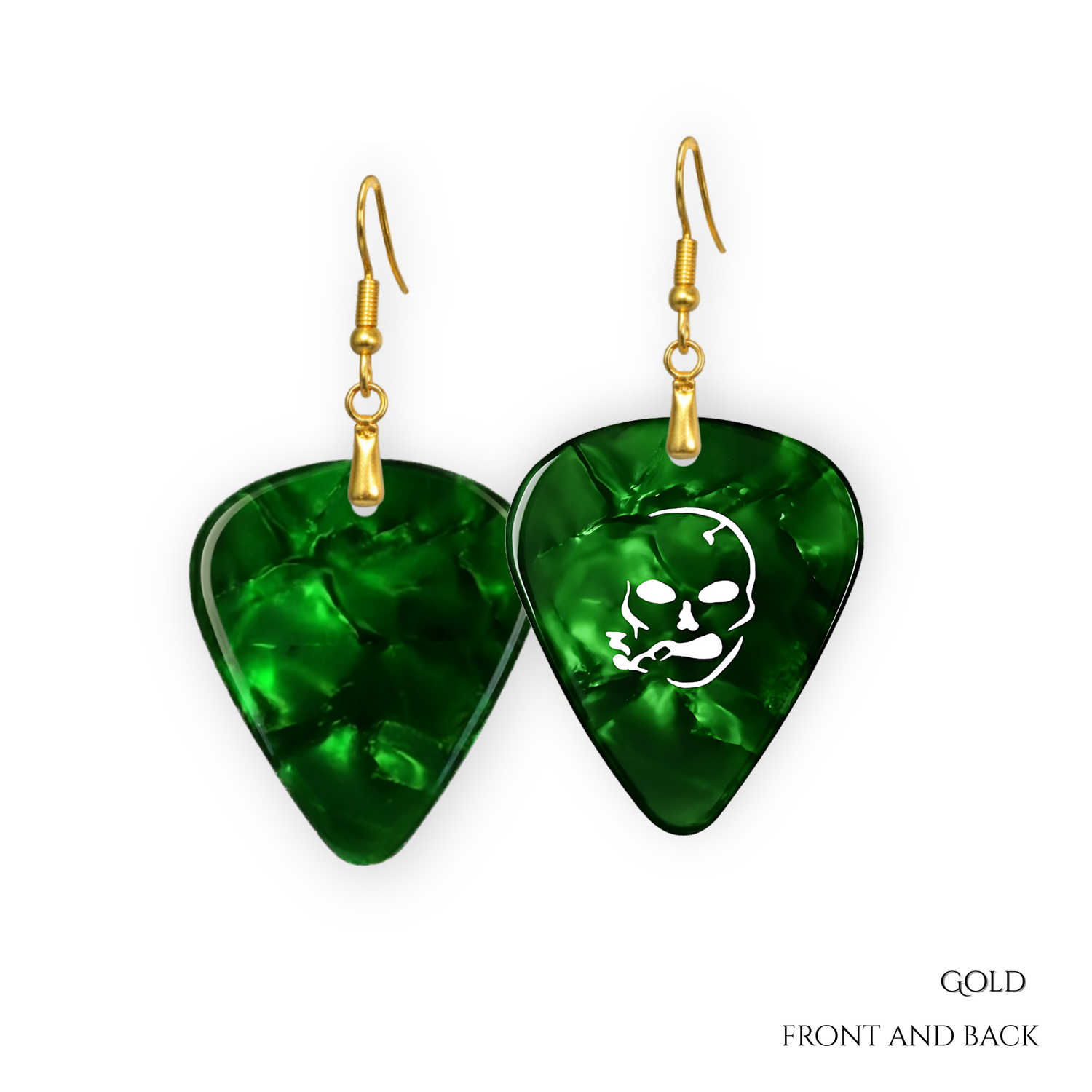 SS Smoking Skull Earrings- green and white