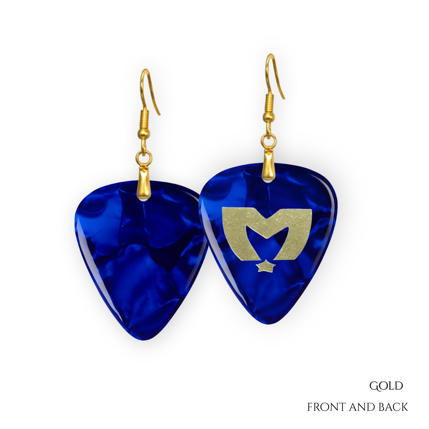 Sapphire Serenade: The Movement Guitar Pick Earrings
