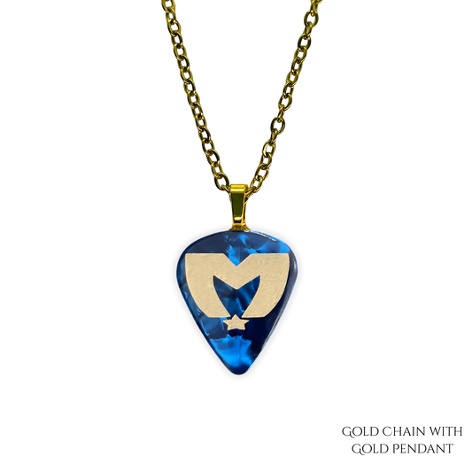 Sapphire Serenade: The Movement Guitar Pick Necklace