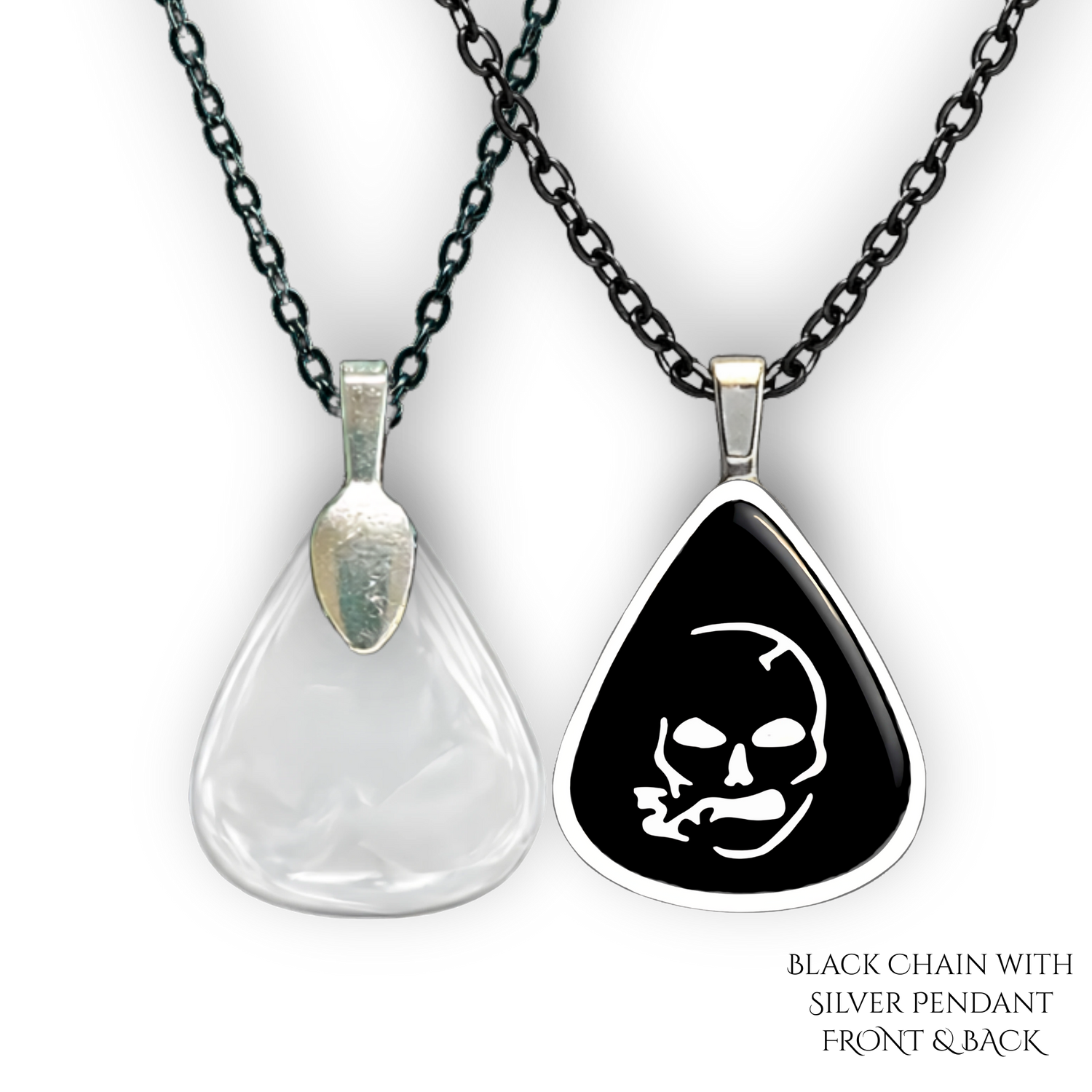 SS Smoking Skull Necklace - black and white