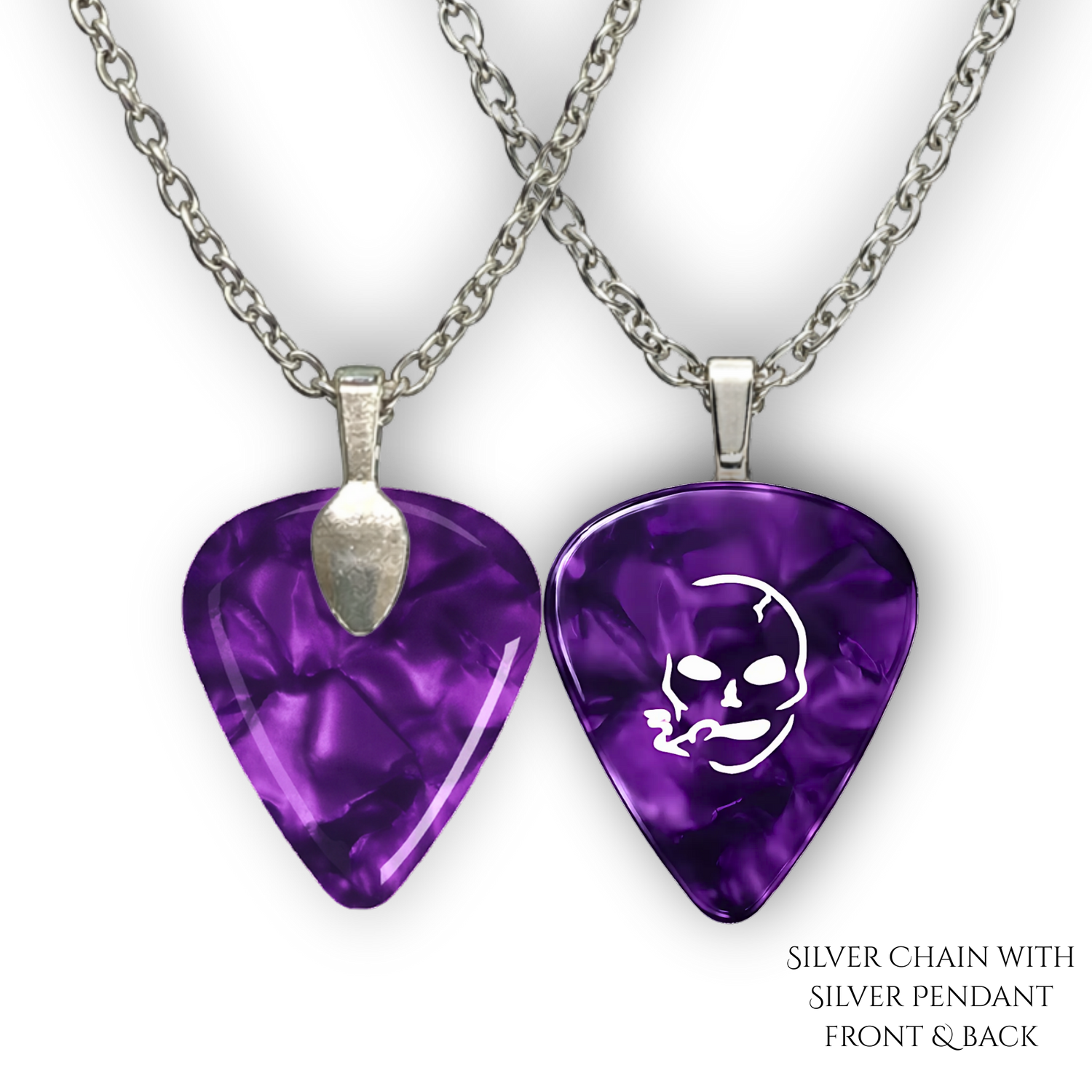 SS Smoking Skull Necklace - purple and white
