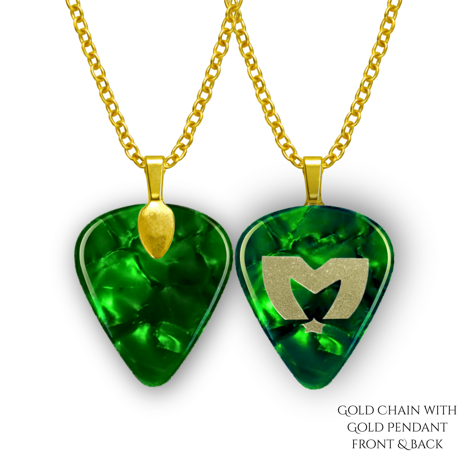 SS Smoking Skull Necklace - green and white