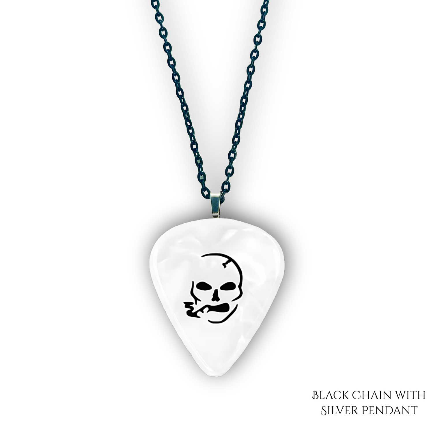 SS Smoking Skull Necklace - black and white