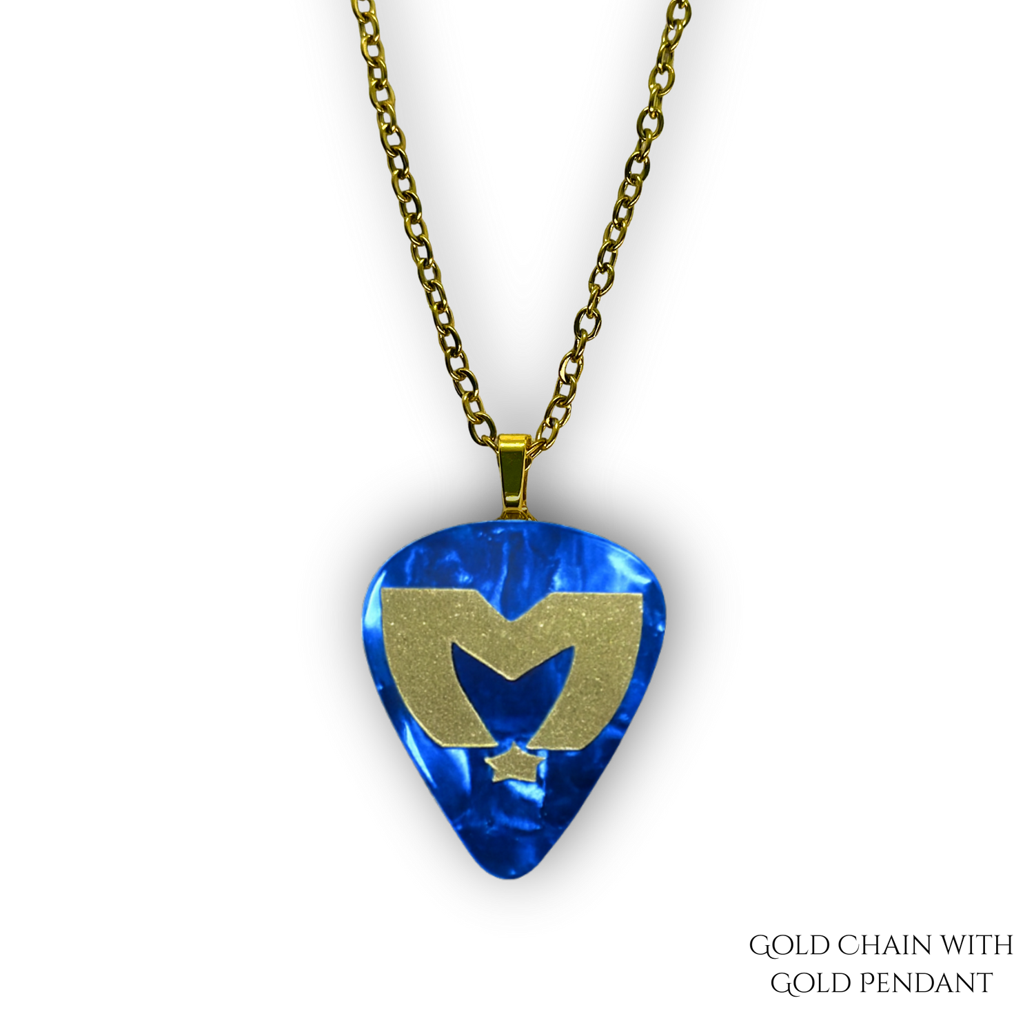 Sapphire Serenade: The Movement Guitar Pick Necklace