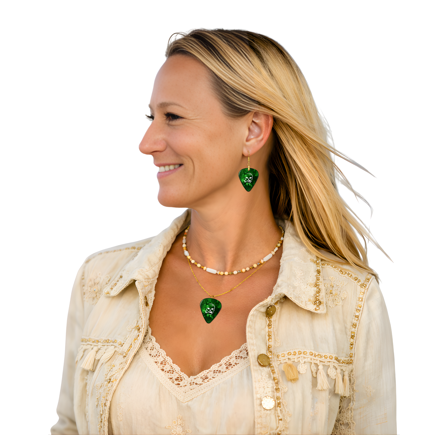 SS Smoking Skull Set - green and white