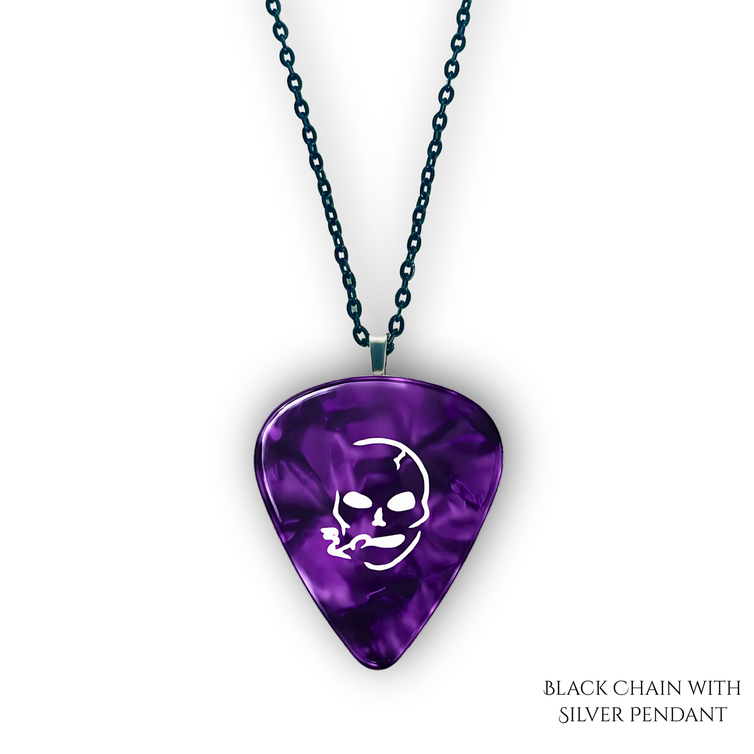 SS Smoking Skull Necklace - purple and white