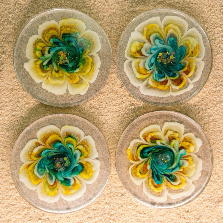 Flower Coasters- set of 4