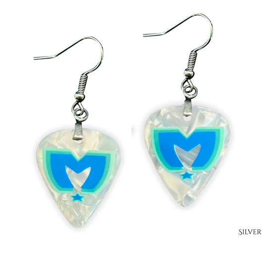 Blue Mirage: The Movement Guitar Pick Earrings