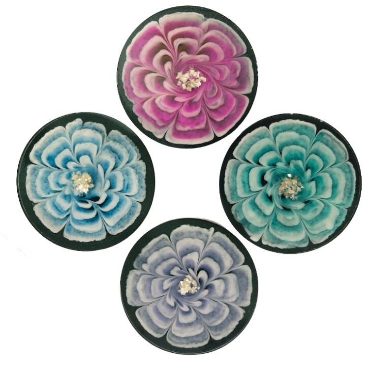 Multi  Colored Flower Coasters- set of 4