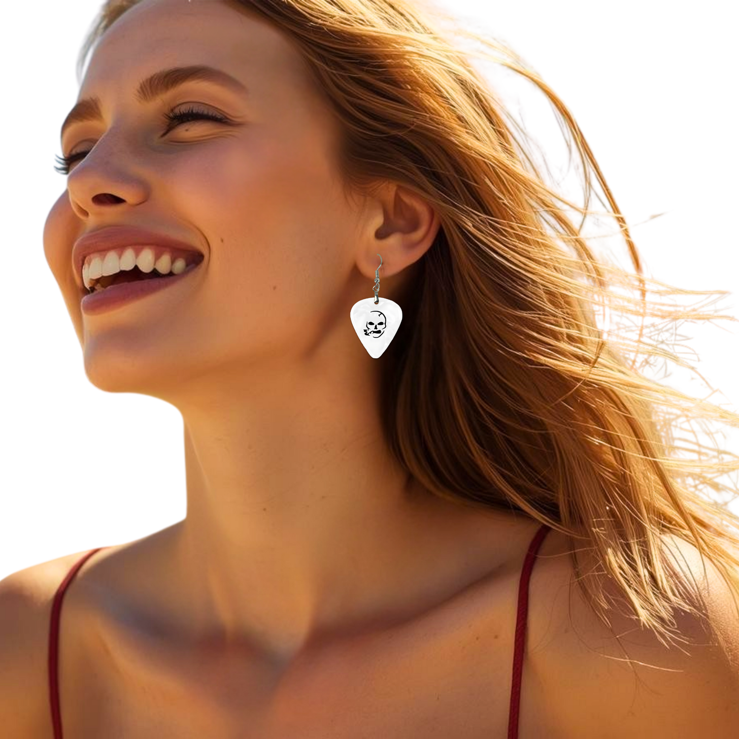 SS Smoking Skull Earrings- black and white