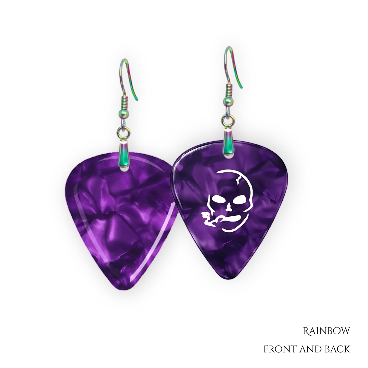 SS Smoking Skull Earrings- purple and white