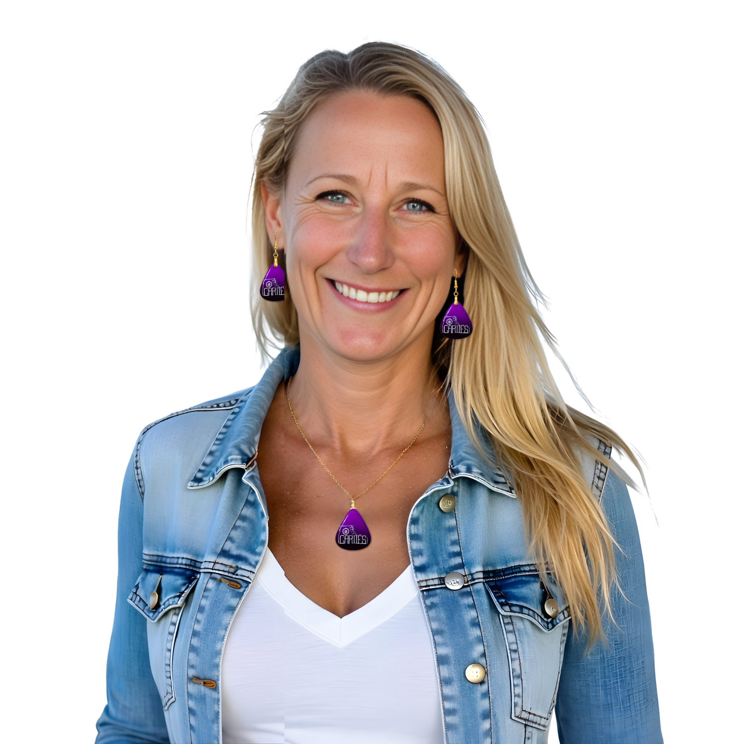 Cariies Purple Fade Guitar Pick Earrings