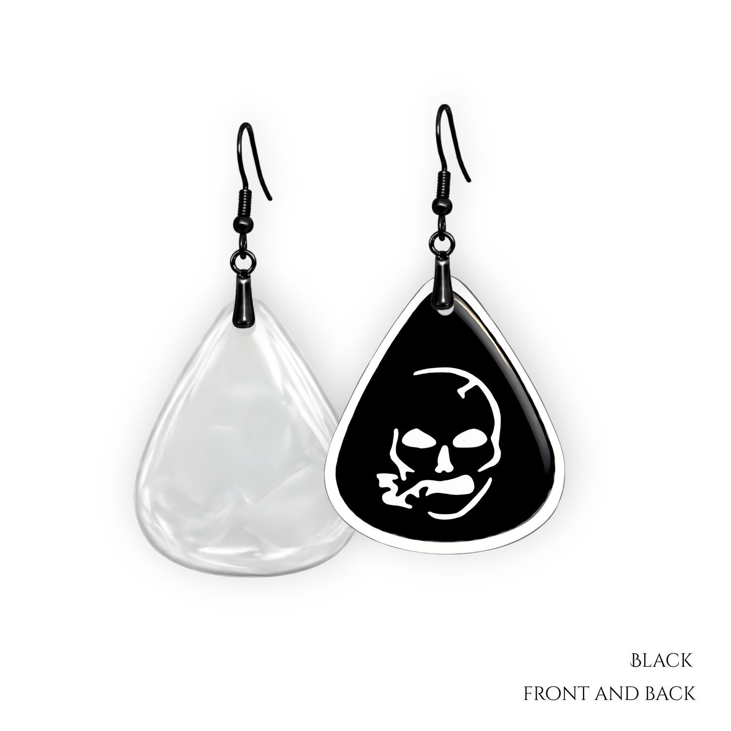 SS Smoking Skull Earrings- black and white