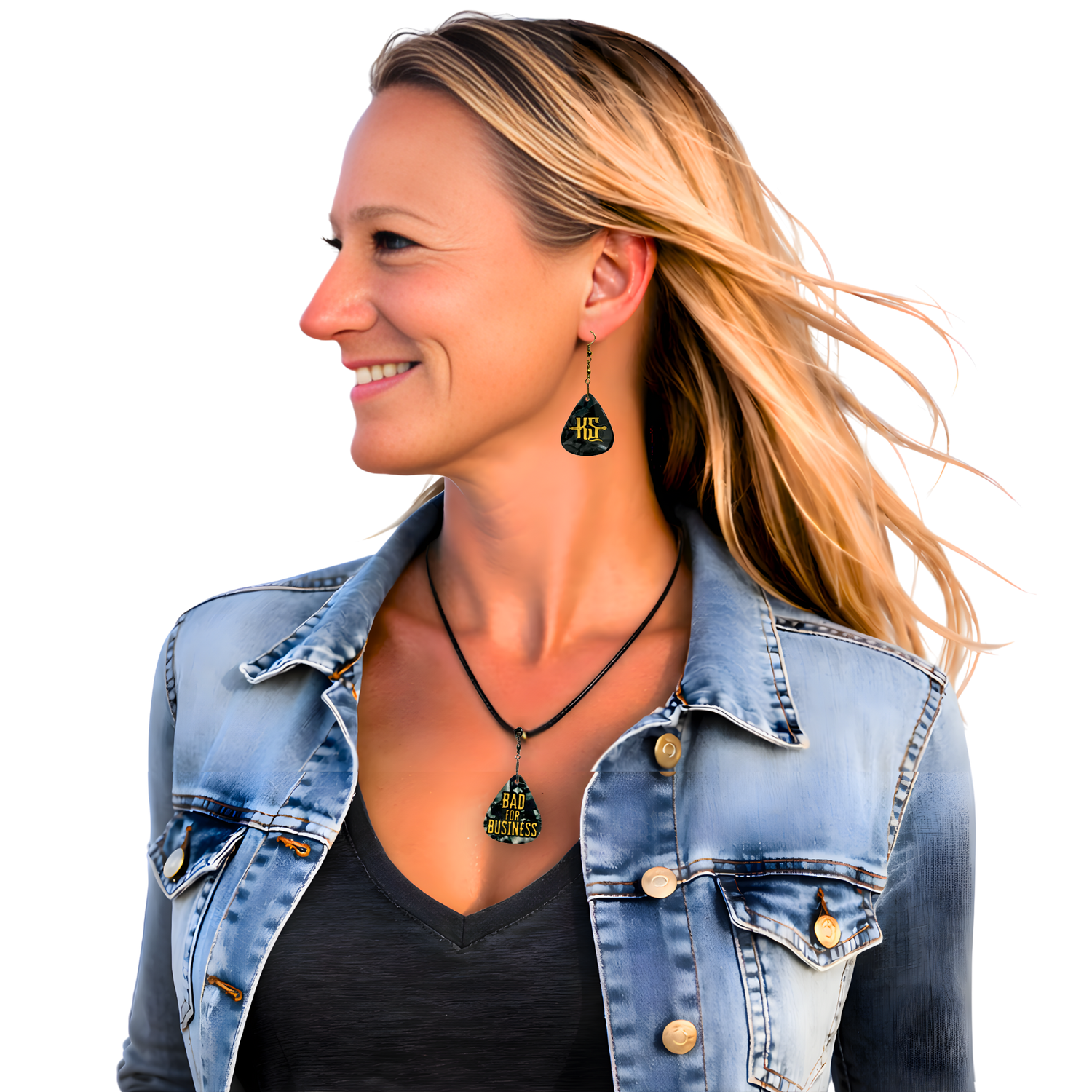 Kyle Smith “Bad for Business in Black” Guitar Pick Earrings