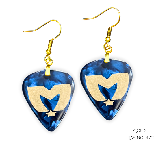 Sapphire Serenade: The Movement Guitar Pick Earrings