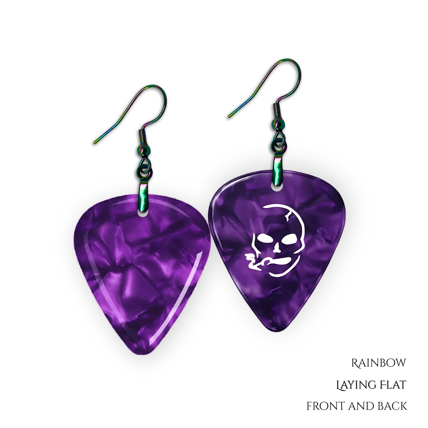 SS Smoking Skull Earrings- purple and white