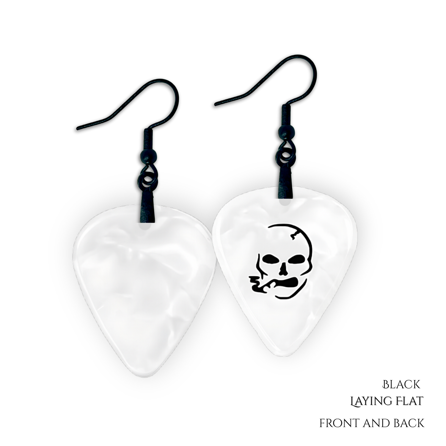 SS Smoking Skull Earrings- black and white
