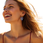 GRF – Into the Night earrings featuring glossy navy guitar pick design with bird and Steal Your Face artwork.