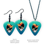 Earring and Necklace pendant set from GRF – Ocean Flight collection featuring a teal-blue festival-inspired design.