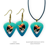 Earring and Necklace pendant set from GRF – Ocean Flight collection featuring a teal-blue festival-inspired design.