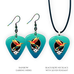 Earring and Necklace pendant set from GRF – Ocean Flight collection featuring a teal-blue festival-inspired design.