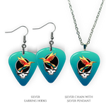 Earring and Necklace pendant set from GRF – Ocean Flight collection featuring a teal-blue festival-inspired design.
