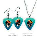 Earring and Necklace pendant set from GRF – Ocean Flight collection featuring a teal-blue festival-inspired design.