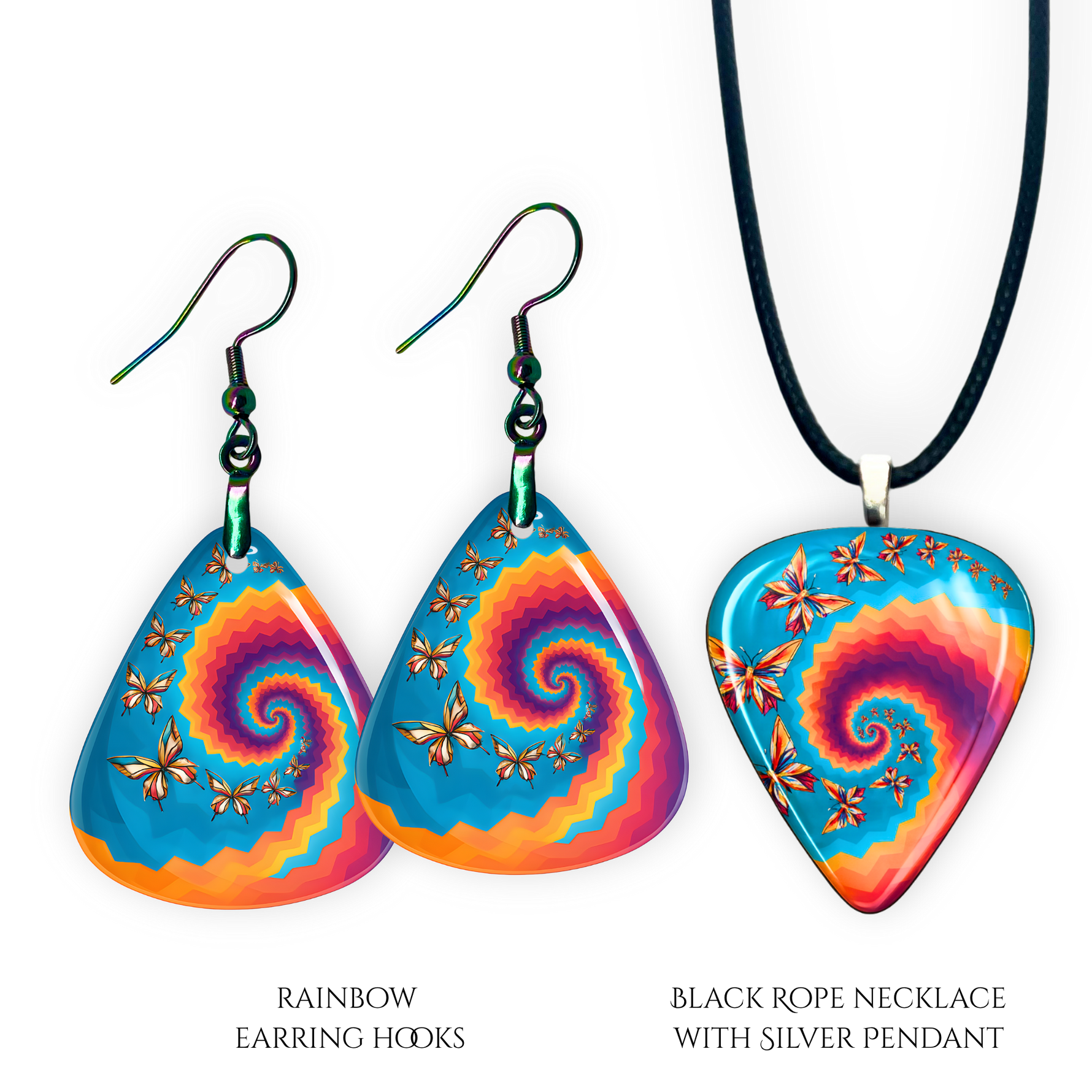 Step into the rhythm with GRF – Psychedelic Flight Set, a vibrant handcrafted jewelry piece inspired by the Golden Road Festival. Glossy epoxy finish, radiant butterfly design, and pure jam band energy in every detail.