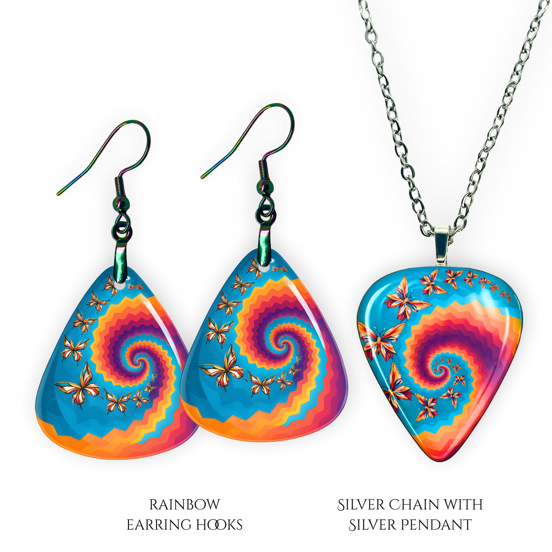 Step into the rhythm with GRF – Psychedelic Flight Set, a vibrant handcrafted jewelry piece inspired by the Golden Road Festival. Glossy epoxy finish, radiant butterfly design, and pure jam band energy in every detail.