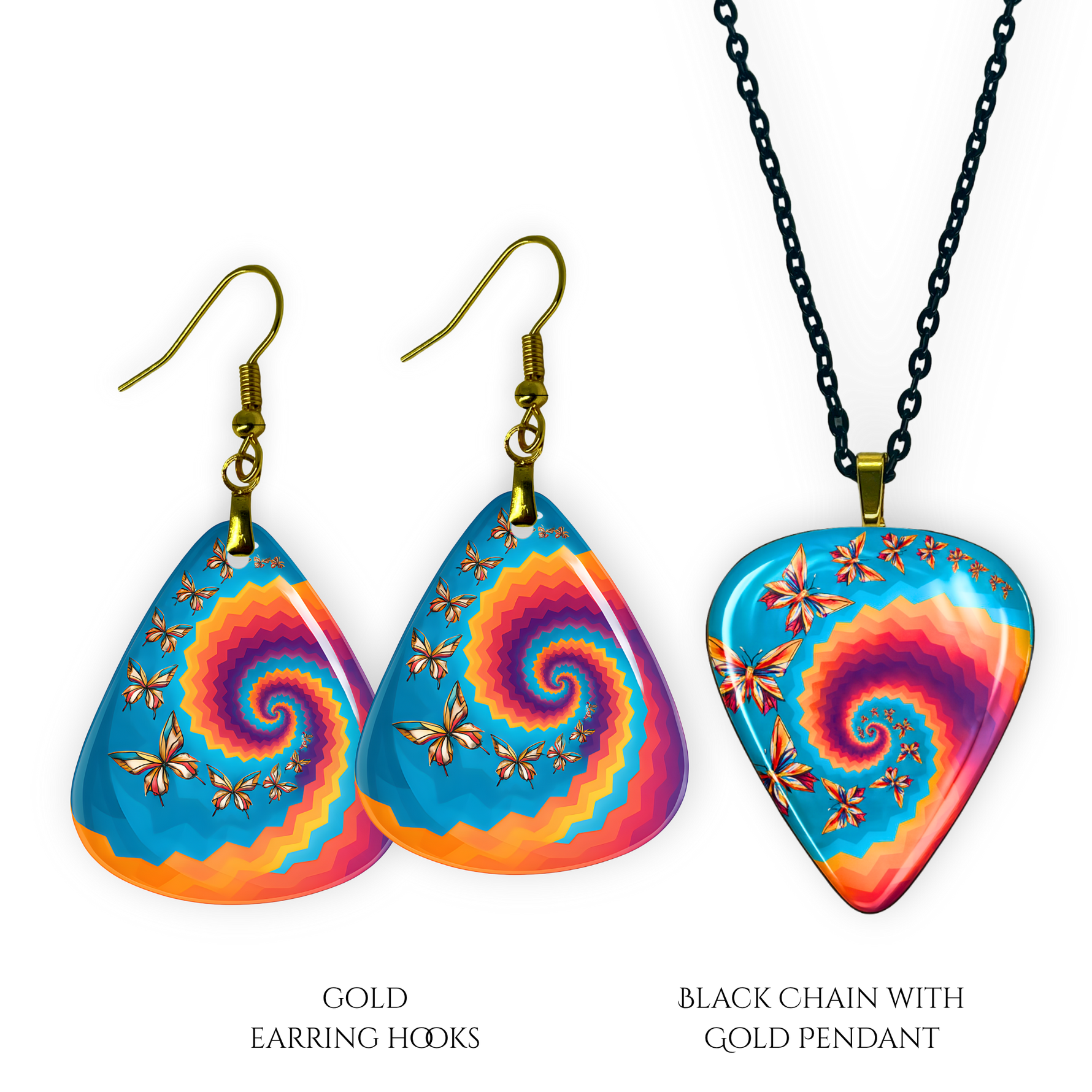Step into the rhythm with GRF – Psychedelic Flight Set, a vibrant handcrafted jewelry piece inspired by the Golden Road Festival. Glossy epoxy finish, radiant butterfly design, and pure jam band energy in every detail.