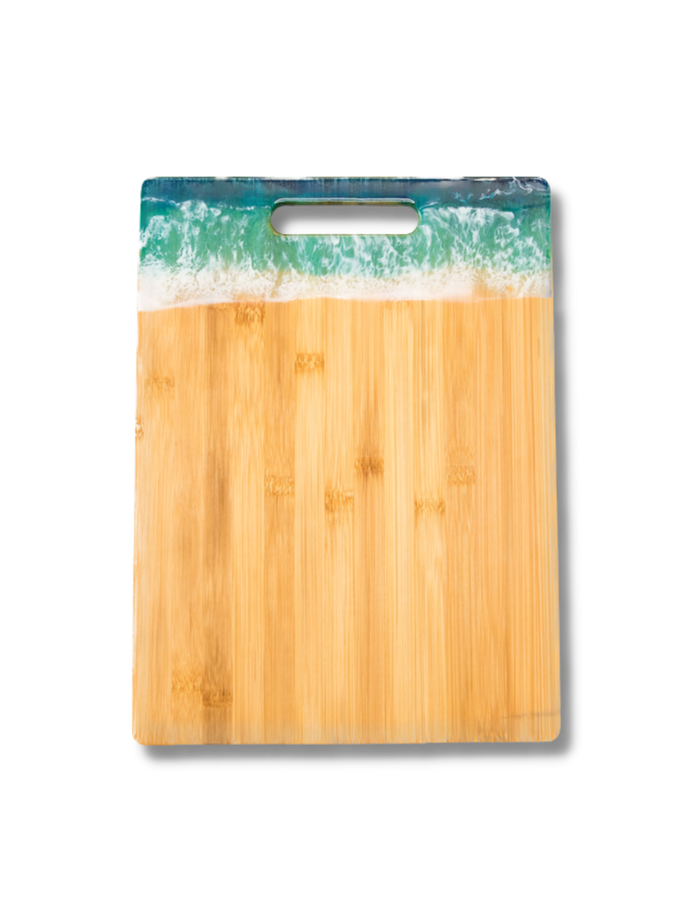 OCEAN INSPIRED BAMBOO CHARCUTERIE BOARD with Resin Finish and Handle