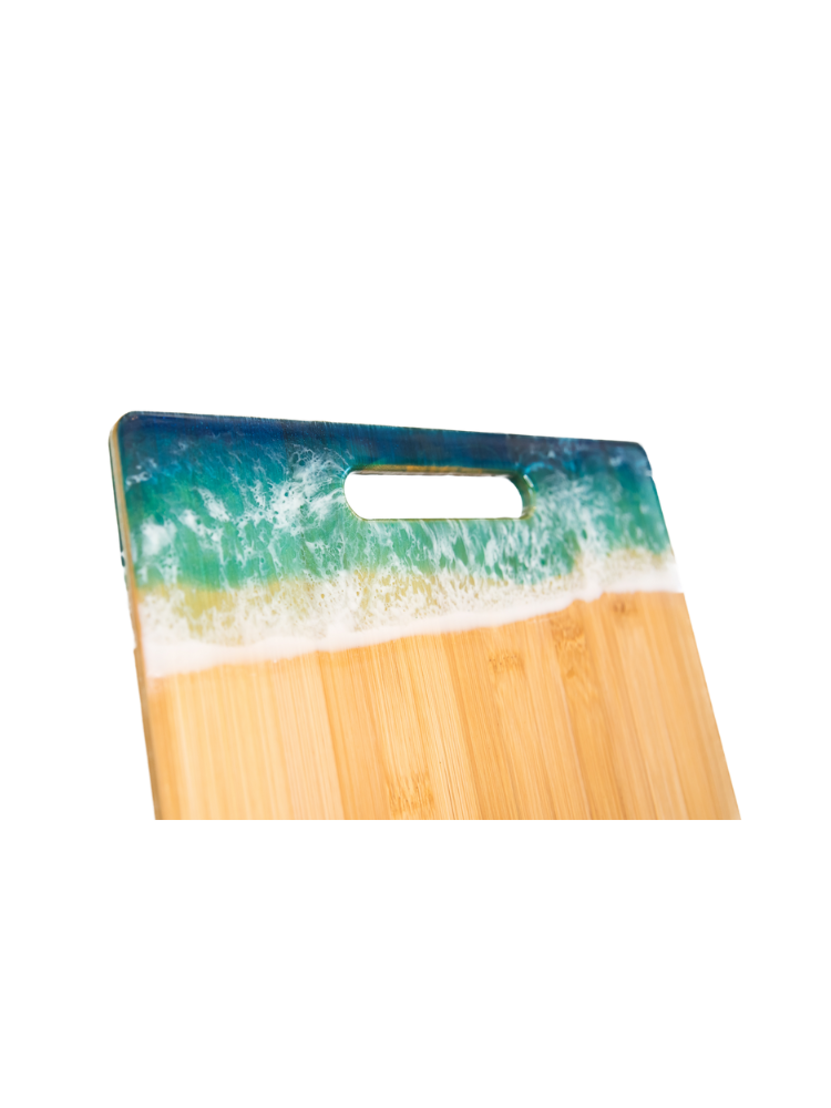 OCEAN INSPIRED BAMBOO CHARCUTERIE BOARD with Resin Finish and Handle